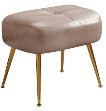 YCKEGEW Pouf Für Den Eingangsbereich, Gepolstert, Kunstleder Bettbank Ottomane Für Schlafzimmer, Wohnzimmer,Lounge Fußhocker Für Couch Mit Goldenen Beinen(Taupe,60cm)