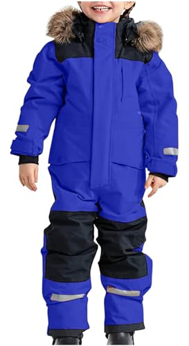 Blue Toddler Snow Suit Kids One Piece Snowsuits Girls Boys Winter Waterproof Windproof Overalls Outdoor Ski Snowboard Bibs Utility Thermal Ski Overalls 14-15 Years