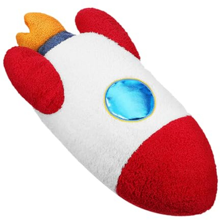 MAGICLULU Soft Plush Rocket Ship Pillow for Nursery Space Decor Cute Space-themed Cushion for Bedroom Creative Cuddle and Decorative Throw Pillow with Charming Rocket Shape