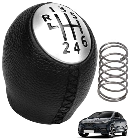 FanPaYY Pomo palanca 6 velocidades resorte retorno Renault Clio 328650005R | Pomo repuesto compatible Renault Scenic Megane III, incluye resorte de retorno