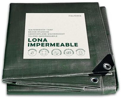 Telone impermeabile PE 250 g/m² verde, occhiellato rinforzato [2 x 3 m]