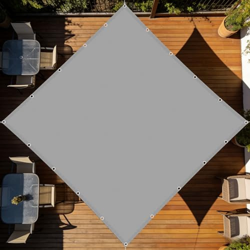 Vela Ombreggiante Impermeabile 6 x 6 m Resistente Alle Intemperie Vela Ombreggiante Parasole Occhielli e Corda per Serrabalconecortiletetto, Grigio Chiaro