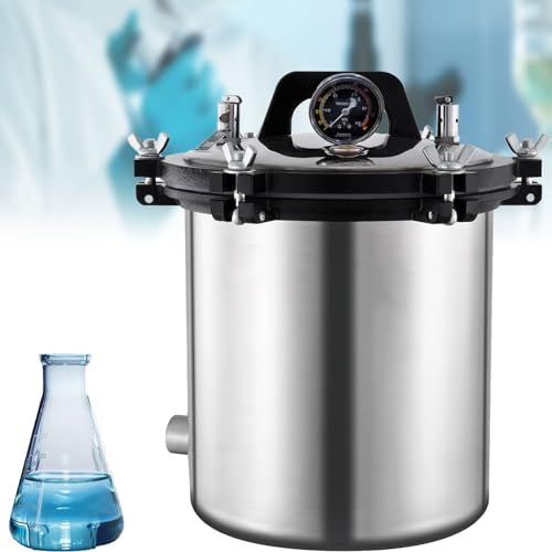 18L/24L Edelstahl-Laborausrüstung, elektrischer Druck-Autoklav | Tragbarer Druckdampfautoklav-Sterilisator mit Trockenbrandschutz und Dreiventilsystem(24L)