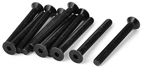 sourcing map M8x70mm 10,9 Kohlenstoffstahl Senkkopfschrauben Senkkopf | 10 Stück Sechskantschraube Schwarz