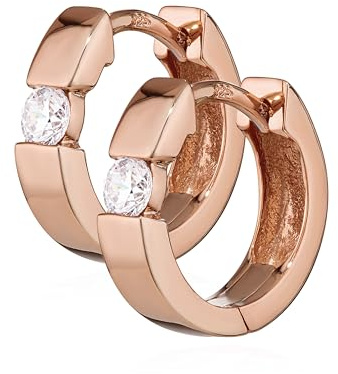 NKlaus par 925 sterlingsilver roséguld förgyllt fällbara creola smycken örhängen dam 13 x 3 mm 4778