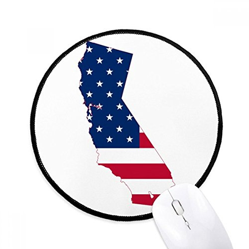 California USA Map Stars Stripes Flag Shape Mouse Pad Desktop Office Round Mat for Computer