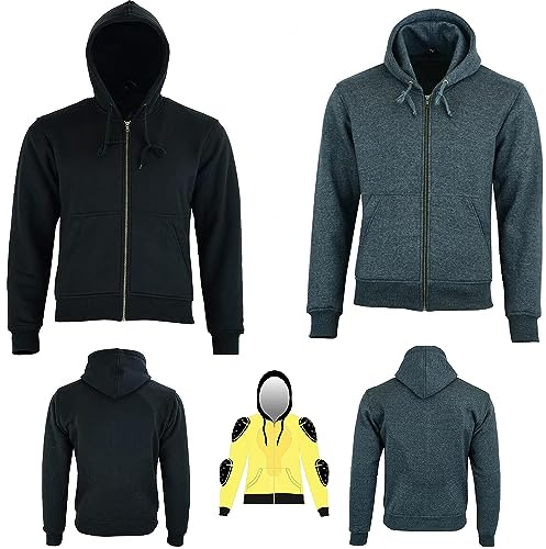 VASTER Chaqueta con capucha de forro polar para motocicleta, fabricada con Kevlar extraíble Armour Bikers Fashion Gears, gris oscuro, XXL