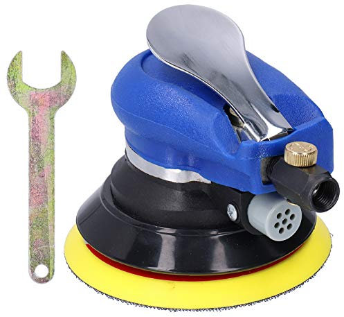 Lijadora orbital aleatoria de aire de 4.7 pulgadas, lijadora neumática de palma orbital aleatoria de aire profesional con llave para metal de carpintería de automóviles