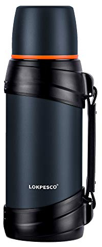 LOKPESCO Travel Flasks for Hot and Cold Drinks 2L/70oz, Stainless Steel Vacuum Insulated Flask, Thermal Carafe Flask, Hot Water Bottles with Drinking Mug for Hiking/Camping and More (Navy, 2L)
