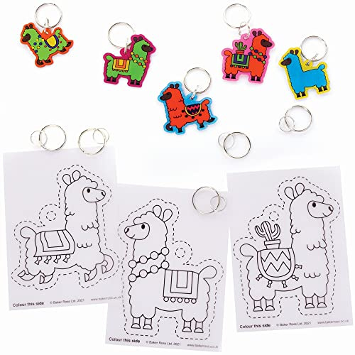 Baker Ross FC409 Lama Schrumpffolie Schlüsselanhänger, 10er-Pack, zum Ausmalen und Aufhängen