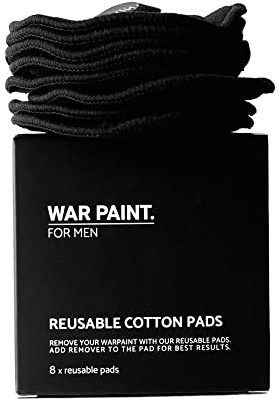 War Paint Lot de 8 tampons démaquillants réutilisables en bambou et coton pour homme, végétaliens et sans cruauté envers les animaux, produit démaquillant pour homme