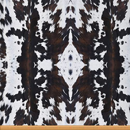Loussiesd Kuhfell Möbelstoff Meterware Kuhfell Dekorationsstoff im Landhausstil für Polsterung und Heimwerkerprojekte rustikales Tierhaar wasserdichter Outdoor Stoff 920x150cm weiß braun