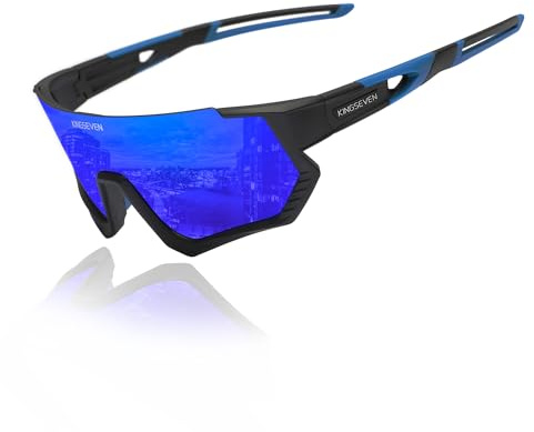 KINGSEVEN Polarisierte Fahrradsonnenbrille Herren Sport Sonnenbrille MTB Fahrradbrille UV400 Schutz LS910 (Black Dark Blue)