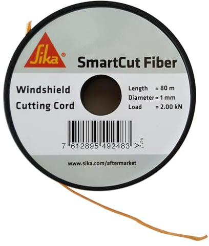 SIKA - Scheibenaustrennschnur - Sika SmartCut Fiber - 80m | Hohe Reißfestigkeit - Für das Austrennen von Fahrzeugscheiben - Einfache Handhabung - Länge 80m