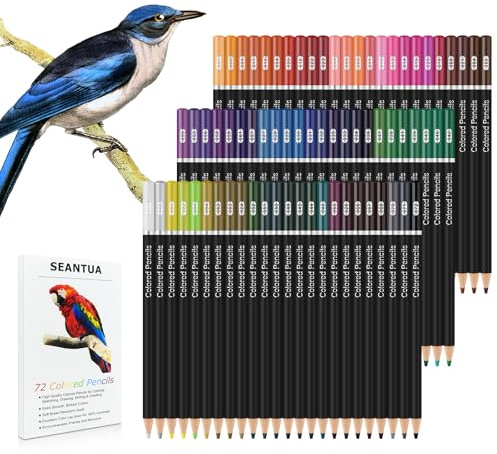 72 Matite Colorate, Soft Core di Qualità, Colori Intensamente Pigmentati, Matite Colorate Professionali Art Supplies per Artisti Professionisti e Coloristi Adulti