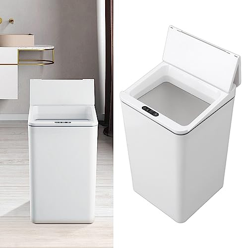PAOORTS Poubelle à Capteur de Mouvement, Poubelle à Induction Intelligente 9L avec Couvercle Pliable, Chargement USB, pour Chambre à Coucher, Salle de Bain, Bureau(Blanc)