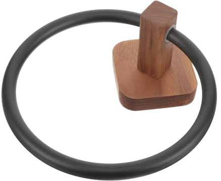 Gadpiparty No Punching Towel Rack Wooden Bathroom Hanger Ring Design for Counter Storage for Bathroom Organization and Wash Cloth Holders