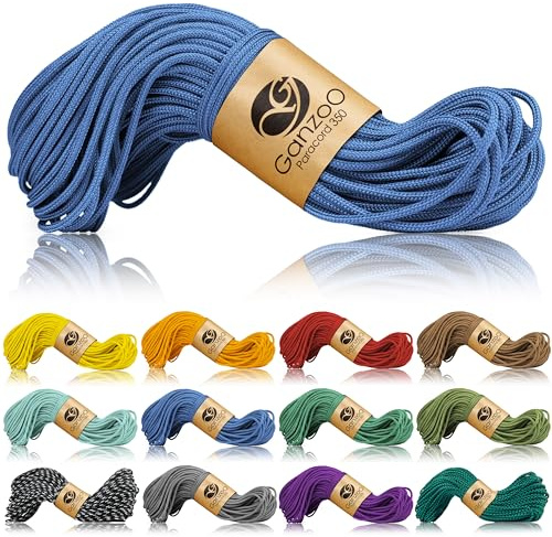 Ganzoo Paracord 350 Seil, Nylon Polyester, 2,5mm, Typ 1, 30m Outdoor Schnur, Allzweckseil, Takelung für Armband, Hundehalsband, Hundeleine Knüpfen, Camping Survival