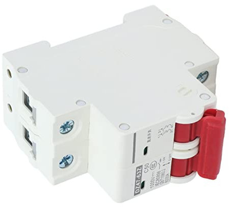 Disjoncteur Miniature DC 2P Montage sur Rail DIN 1000 V 50 A DZ47-63Z C50 avec Système de Déclenchement électromagnétique, Extinction D'arc Auxiliaire pour Systèmes Solaires