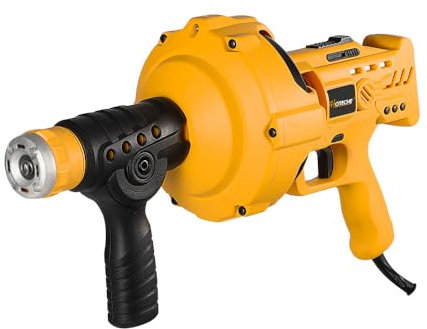 Hoteche 260W Elektrische Rohrreinigungsspirale - Profi Rohrreiniger mit 7m Länge und 560RPM - Inklusive Carbonbürste - Schwarz Gelb - VDE Stecker - Ideal für Abflussreinigung