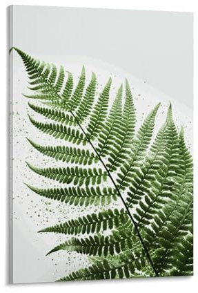 LFDSEPYM Canvas Natural Plant Silhouette Fern Leaf Prints Painting Personalized Wall Art for Living Room Bedroom Office Wall Decor Single Hanging Picture Ready to Hang Home Decor 12x18inch(30x45cm)