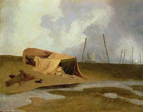 XSBPDPII Klassische Malerei Moderne Kunst Poster Leinwand K unstwerk Boote am Strand von Greater Yarmouth von Sell Cotman Ölgemälde Kunstdruck für Bürodekoration 60x90cm