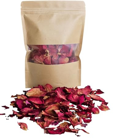 100% natürliche Blumen, getrocknete Rosenblüten 25g, Rose, Jasmin, rote Rosenblätter, Lavendel, vegan Blumenmix, Blumenkonfetti, Wellness, Deko, Hochzeit, Rosenknospen (Rosenblüten rot)