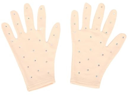 EHJRE Eiskunstlauf Wettkampfhandschuhe, Strass Dekoration, Tanzhandschuhe für Eiskunstlauf Wettbewerb, Trainingsshow, S Skin Color