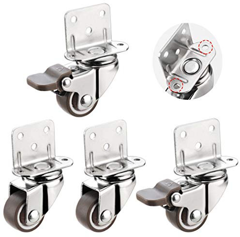 Heavy Duty Swivel Caster Wheels with Brakes 5 Hole Installation Ball Bearings 80kg Capacity Ideal for Racks and Cribs Set of 4 (2 Brake 2 Universal) 32MM