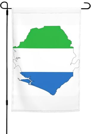Bandera de Sierra Leona con impresión de mapa, bandera de patio al aire libre, bandera de casa para decoración de jardín, divertida bandera al aire libre, 11.8 x 17.7 pulgadas