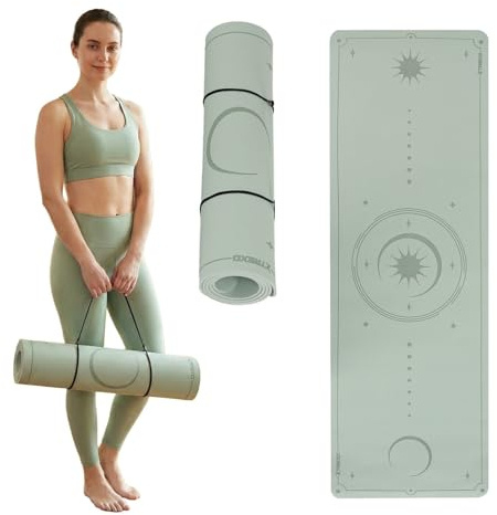TREXO Tappetino da yoga in verde, dimensioni 183 x 61 cm e spessore 6 mm, in TPE ecologico con superficie antiscivolo, forte aderenza sul pavimento, resistente ai danni