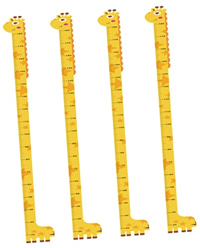 Abaodam 4 Stück Wachstumstabelle Wandaufkleber für Kinderzimmer mit Gelbem Cartoon Motiv aus Pvc Abnehmbar und Selbstklebend zur Dekoration im Kinderzimmer