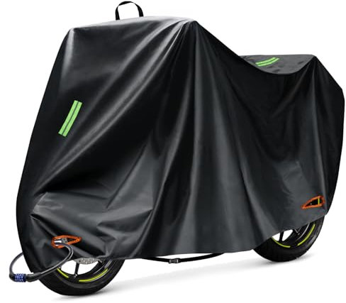 NIGOOLATA Motorbike Cover Waterproof Outdoor, Motorcycle Cover Oxford Fabric for Outside Storage Scooter Moped(245 x 105 x 125 cm)