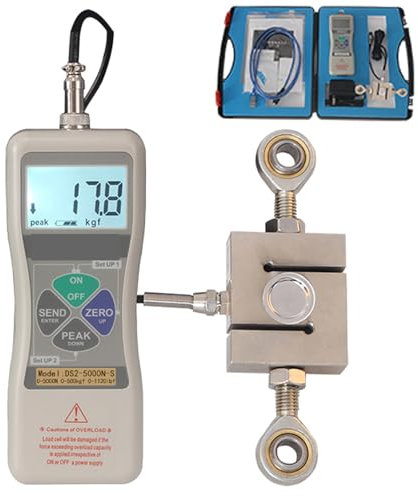 QYLTTDM Dinamometro Digitale 0-50KN, Compressione, Misuratore di Forza Professionale con Display LCD Backlit, Misuratore Push-Pull Ad Alta Precisione 0,5% F.S, Portatile per Test di Trazione