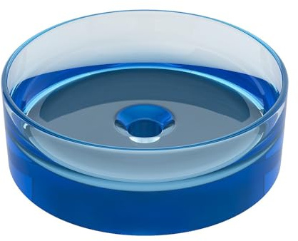 Vente-unique - Vasque à poser ronde translucide en résine - 40 cm - Bleu - SPAVO