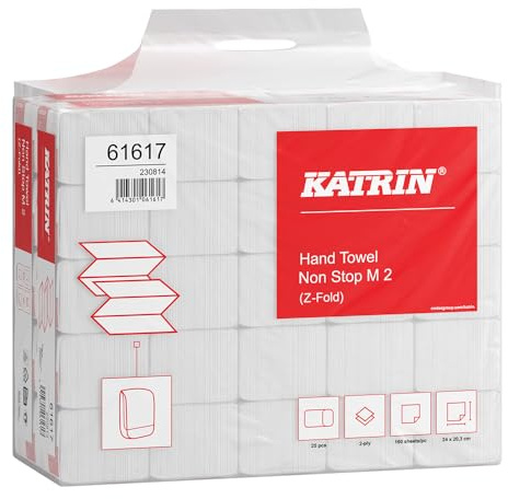 4000 Stück Katrin KATRIN Papierhandtücher Non Stop M2, Z-Falz, 2-lagig, Handy Pack, weiß, L: 24cm, B: 20,3cm