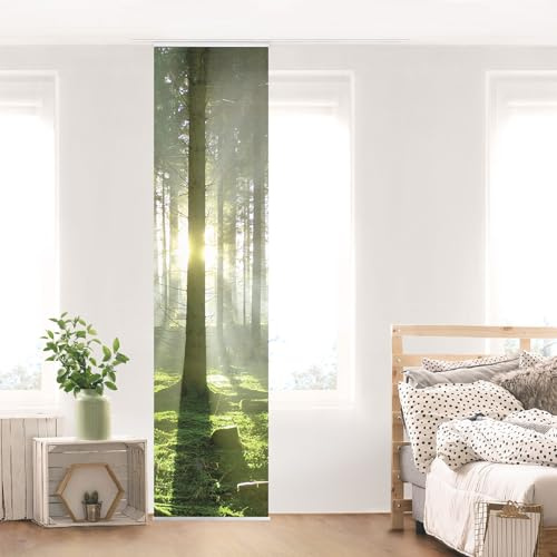 micasia Schiebegardine halbtransparent 60er Paneel Klett Wald Textil lichtdurchlässig - Motiv Modern Flächenvorhang grün Wohnzimmer Schlafzimmer 1644 (60x250 cm - 1 St.)