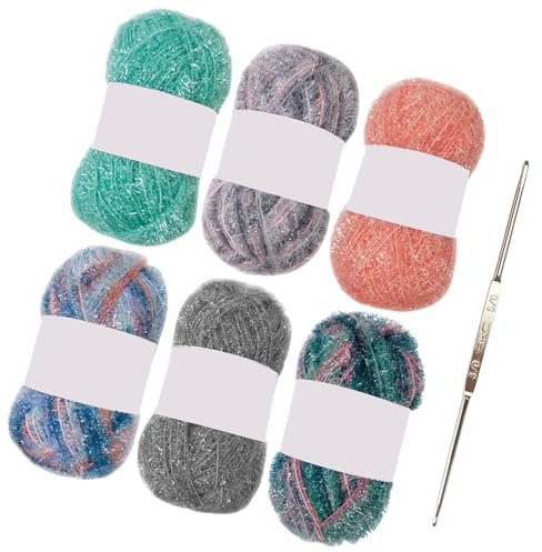 Beimus 120 Yards Sparkling Crocheting Yarn for Crocheting Dishcloth Polyester Yarn Each 1.76oz/50g Knitting Yarn Polyester