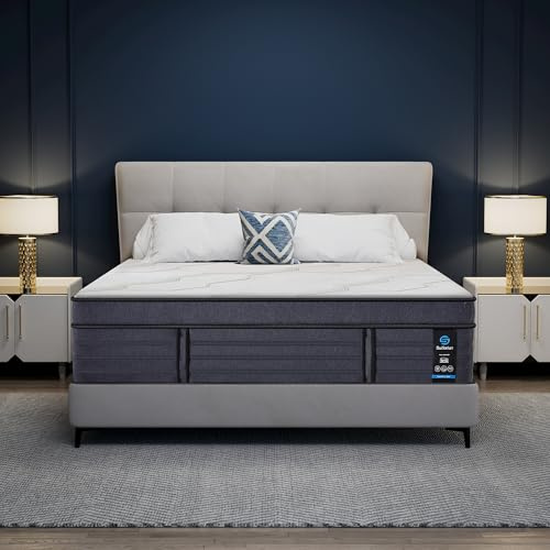 Suiforlun Full Mattress, 15 Inch Fiberglass-Free Hybrid Charcoal Gel Memory Foam Mattress with 7 Premium Layers and Upgraded Edge Support Pocket Coils, Medium-Firm