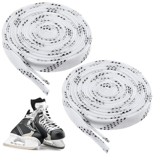 SEWACC 1 Pair Professional Ice Hockey Skate Laces Waxed Shoelaces for Sports Skiing, Anti-freezing And Anti-fracture, White, 96 Inch