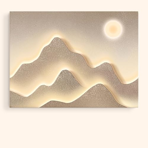 Cache-Tableau Électrique Décoratif - Design de Style Moderne, Motif Montagne et Rivière, Installation Facile, pour Salon et Chambre A L-60x50cm