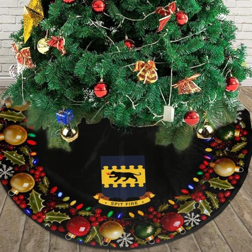 Tuskegee Airmen Spit Fire Christmas Tree Skirt Christmas Decorations Soft Red Green Christmas Decor Mat for Xmas Holiday Decorations 30