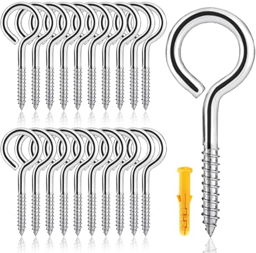 20 Stück Edelstahl Schraubösen Ösenschraube M4, Ringschraube, Hochfestigkeits-Schrauben Deckenhaken Augenschraube Geeignet für Hängematten Markisen Hängesessel Innen-und Außenbereich (Set-Größe)