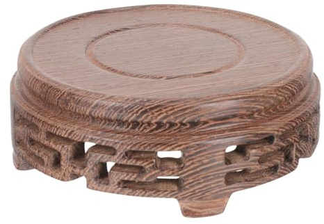 BESPORTBLE Wooden Teapot Base Round Oriental Display Stand 5.12In Solid Wood Riser for Vase Lamp Plant Home Decor Stable Protective Holder