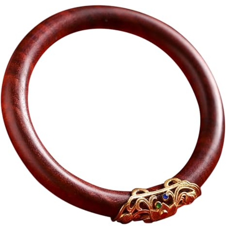 Amosfun Pulsera de Madera Maciza de Sándalo Natural Vintage, Brazalete Redondo Étnico para Mujer, Tamaño 60 Mm, Accesorio Bohemio para Fiestas, Cosplay y Uso Diario