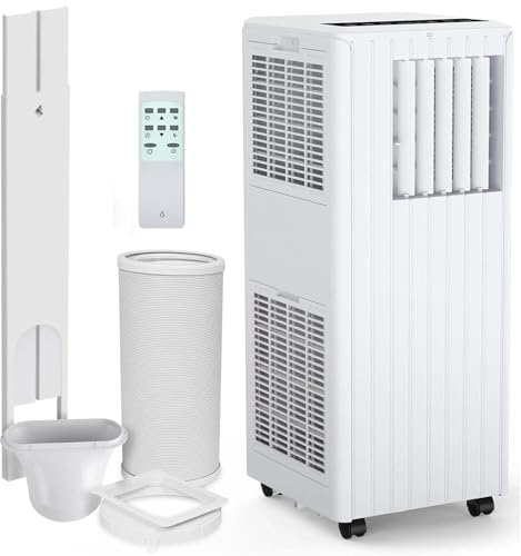 Condizionatore Portatile 3-in-1 9000 BTU – Raffreddamento Efficiente, Deumidificatore 42L/giorno, Ventilatore 2 Velocità – Classe Energetica A, Display Digitale, Timer 24h, Telecomando, Kit Finestre