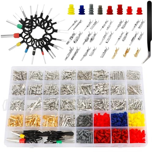 Kit di 969 connettori per auto, 1,0/1,5/1,8/2,2/2,3/2,8/3,5 mm, connettori per cavi maschio e femmina, set di attrezzi per la rimozione di moto, auto, barche