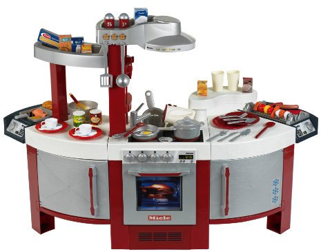 Theo Klein 9125 Miele Küche No. 1 | Beidseitig bespielbare Kinder-Küche | Kochplatte mit Sound und zahlreichem Zubehör | Maße: 137 cm x 55 cm x 95 cm | Spielzeug für Kinder ab 3 Jahren