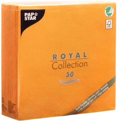 Papstar, 50 Servietten ROYAL Collection 1/4-Falz 40 cm x 40 cm orange, #82219