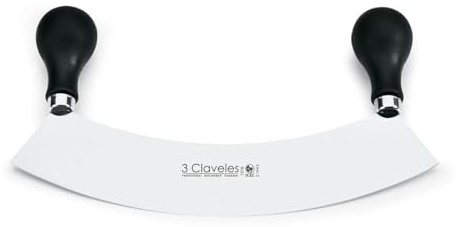 3Claveles 1210 - Cuchillo media luna, dos mangos, 22 cm